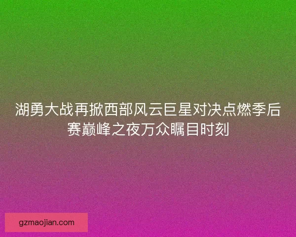 湖勇大战再掀西部风云巨星对决点燃季后赛巅峰之夜万众瞩目时刻